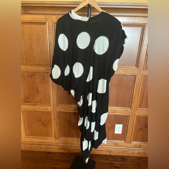 Yohji Yamamoto Tunic Dress Polka Dot Black and Cream White Size S - Picture 5 of 16